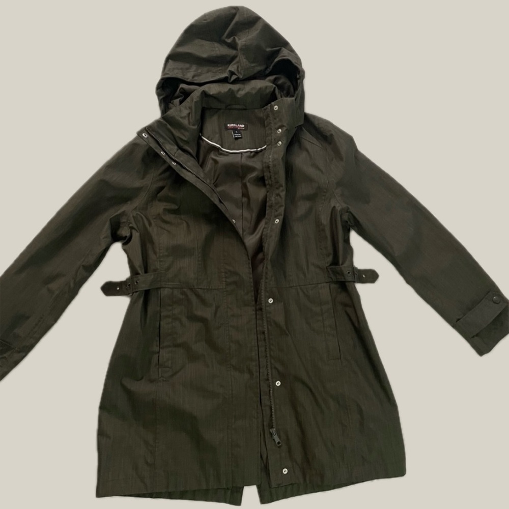 Kirkland Signature Ladies' Trench Rain Coat Olive Green